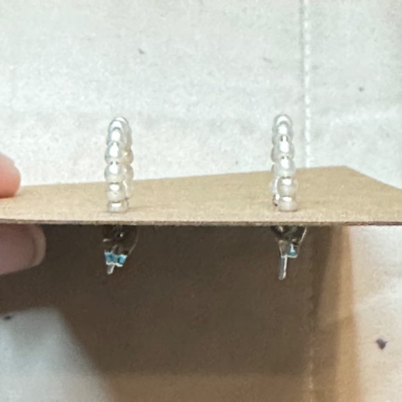 2/$15 Pearl “C” Shape Earrings. Silver tone post back. - Picture 2 of 6